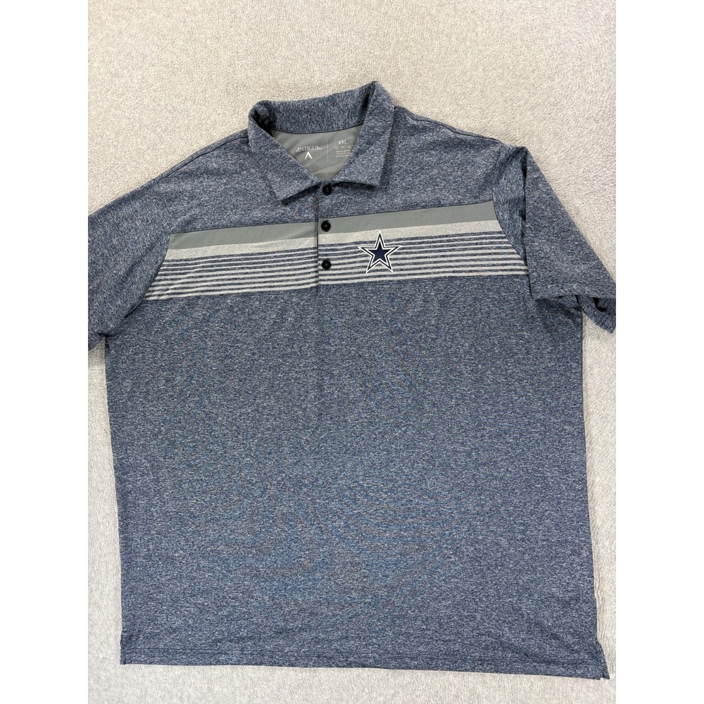 Dallas Cowboys Antigua Stitched Logo S/S Stadium Polo Shirt (Men's 2XL) Blue